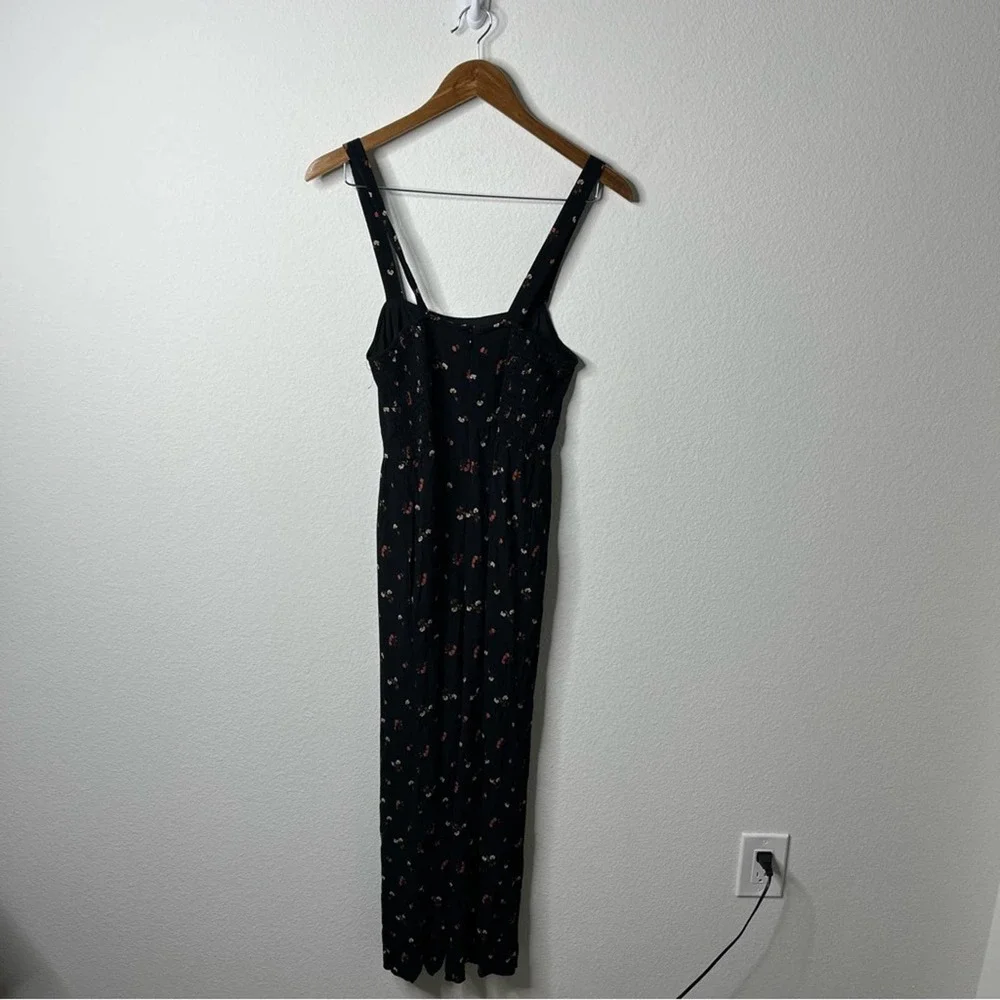 Madewell Black Floral Smocked Jumpsuit Womens Size 0 - Picture 10 of 10